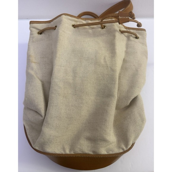 Vintage Polo Ralph Lauren Leather Canvas Bucket Shoulder Bag Travel Backpack - Picture 3 of 12